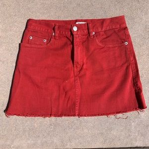 Brandy Melville Red Denim Skirt